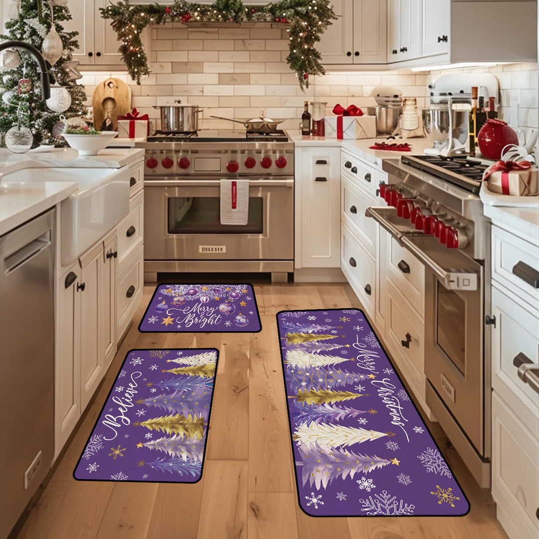 Festive Holiday-Themed Kitchen Mat Set