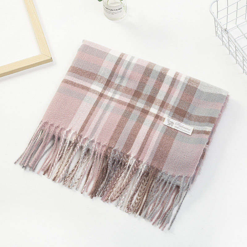 Women Plaid-Fringe Scarf made of soft material Bowlift