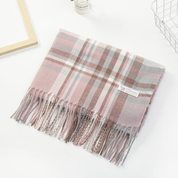 Women Plaid-Fringe Scarf made of soft material Bowlift