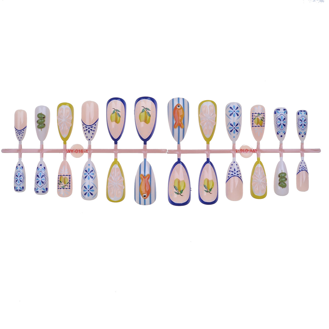 Artistic Sea-Themed Press-On Nail Set Bowlift