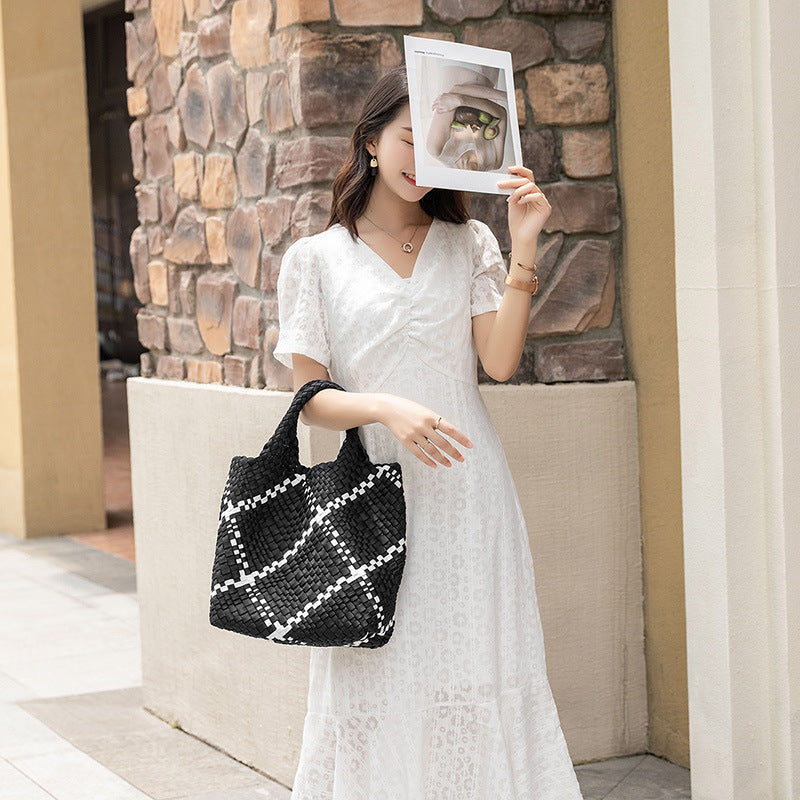 Braided Handbag with Removable Clutch Bowlift