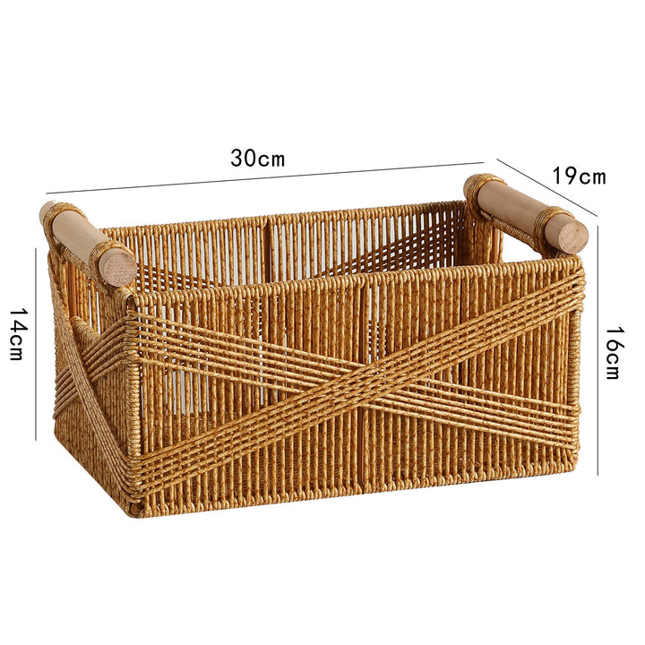 Unisex Functional Storage Basket with Ergonomic Wooden Handles Bowlift
