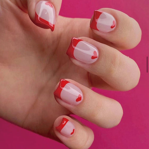 Artistic Nail Extensions with Heart Pattern Bowlift