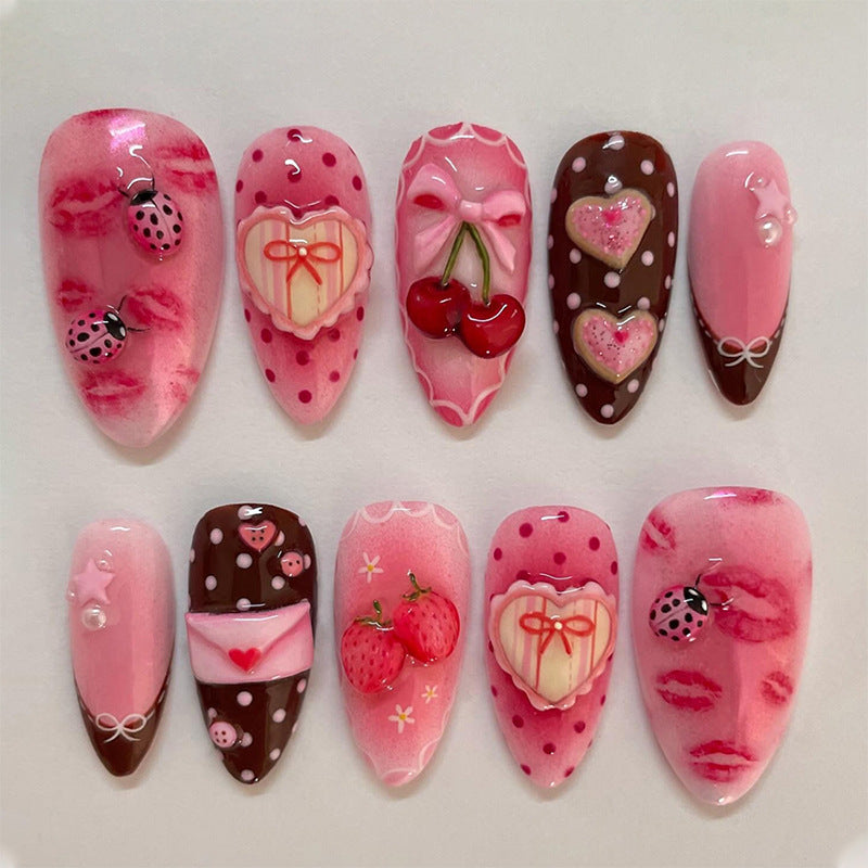 Artificial nail set with botanical motifs Bowlift
