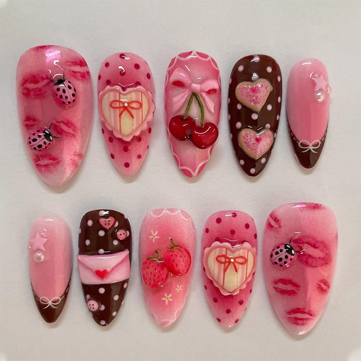 Artificial nail set with botanical motifs Bowlift