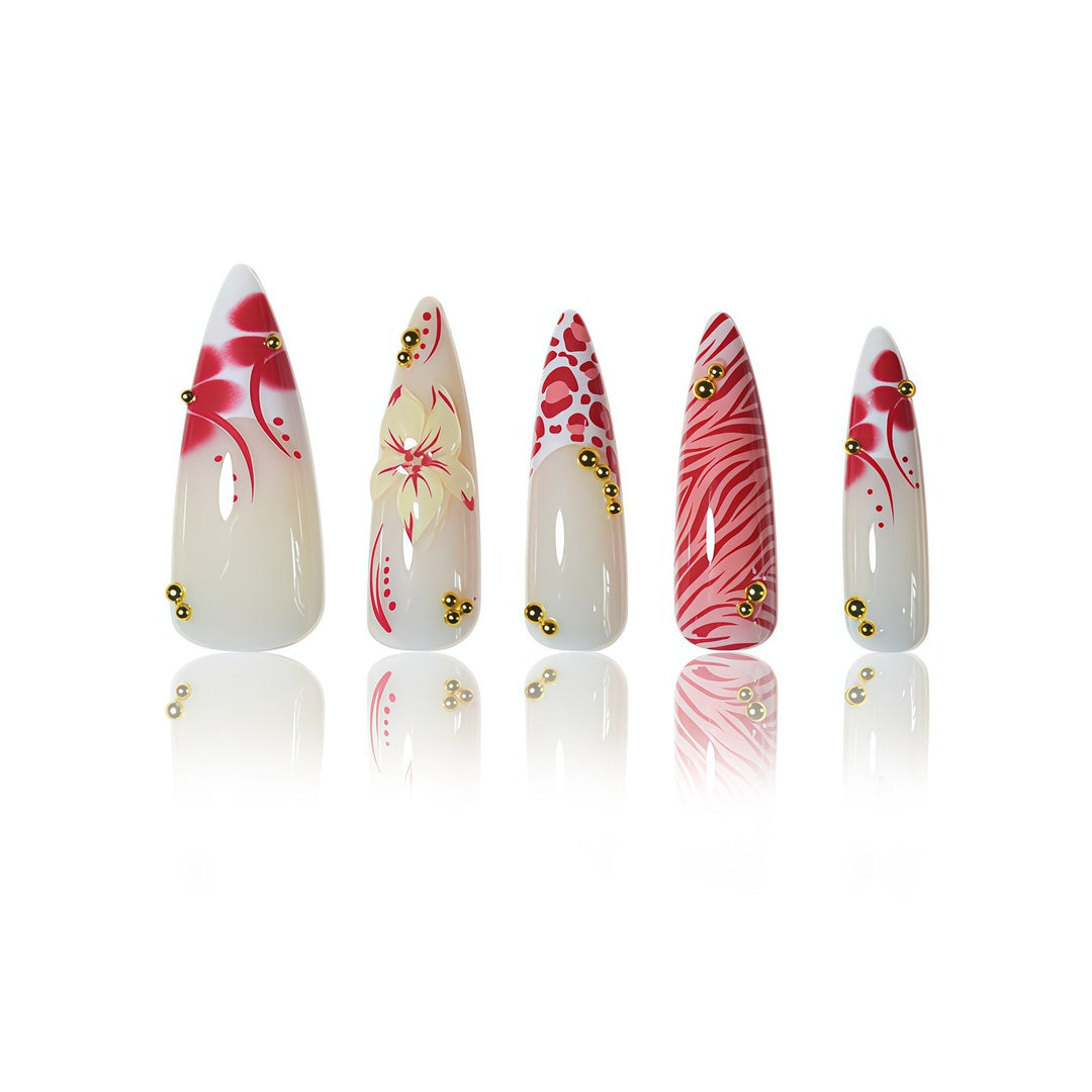 Artistic Floral and Animal Print Press-On Nails Bowlift