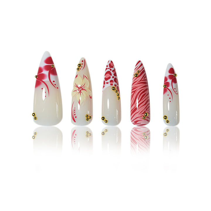 Artistic Floral and Animal Print Press-On Nails Bowlift