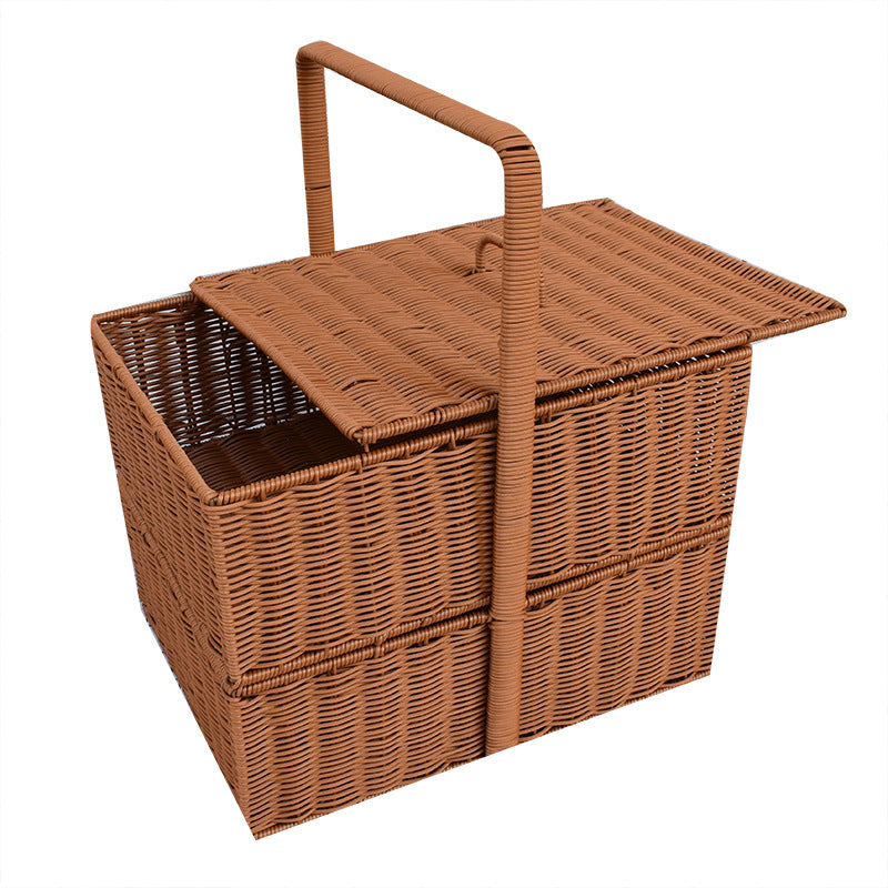 Multi-Functional Woven Storage Basket with Lid Bowlift