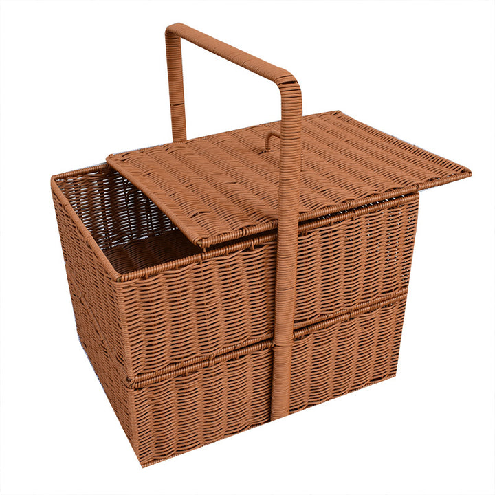 Multi-Functional Woven Storage Basket with Lid Bowlift
