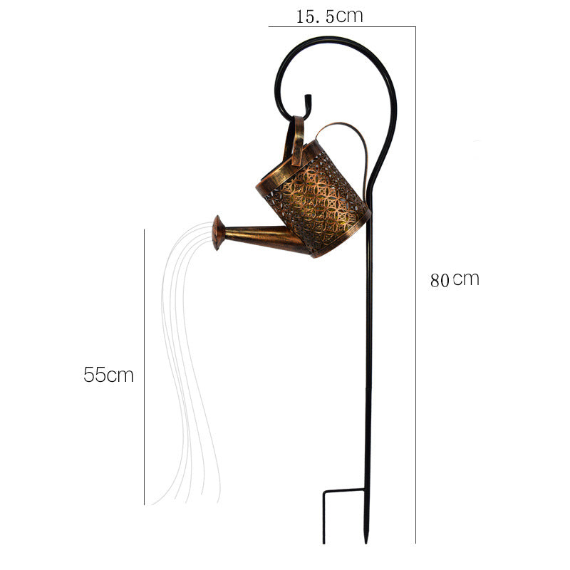 Decorative Hanging Watering Can Garden Stake Ornament With Simulated Cascading Spout Bowlift
