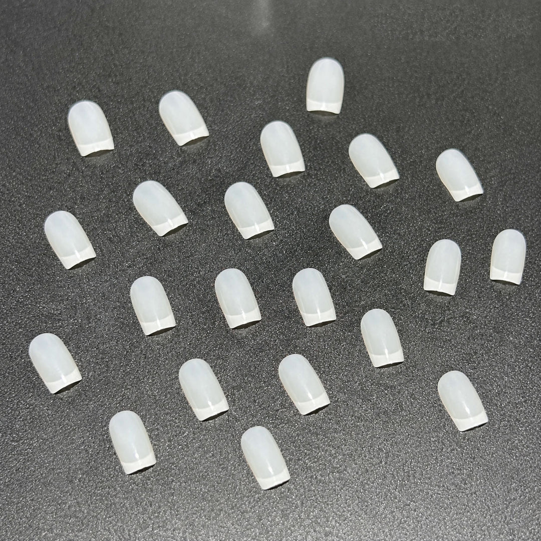 Elegant French Tip Press-On Nail Set Bowlift