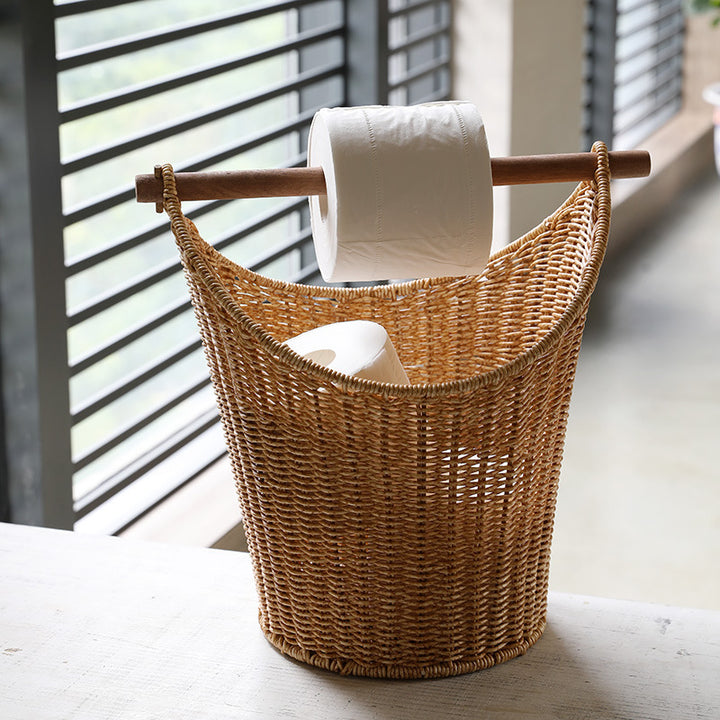 Ladies Natural Basket with Wooden Handle Bowlift