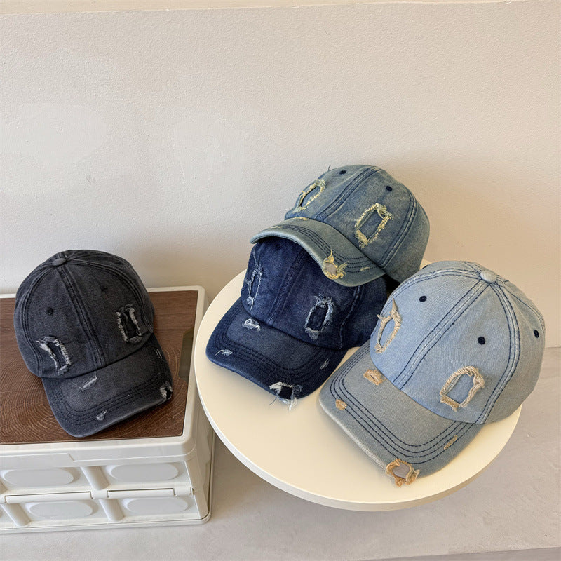 Men's Distressed Denim Baseball Cap Bowlift 1783921899