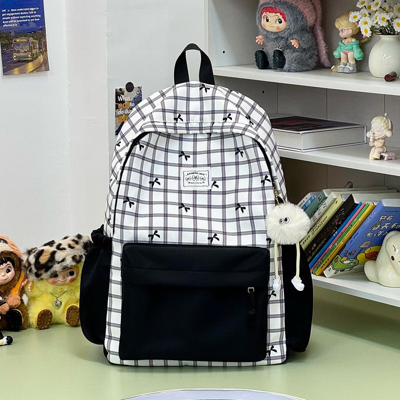 Stylish Checked Pattern Backpack