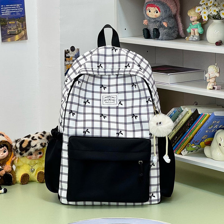 Stylish Checked Pattern Backpack