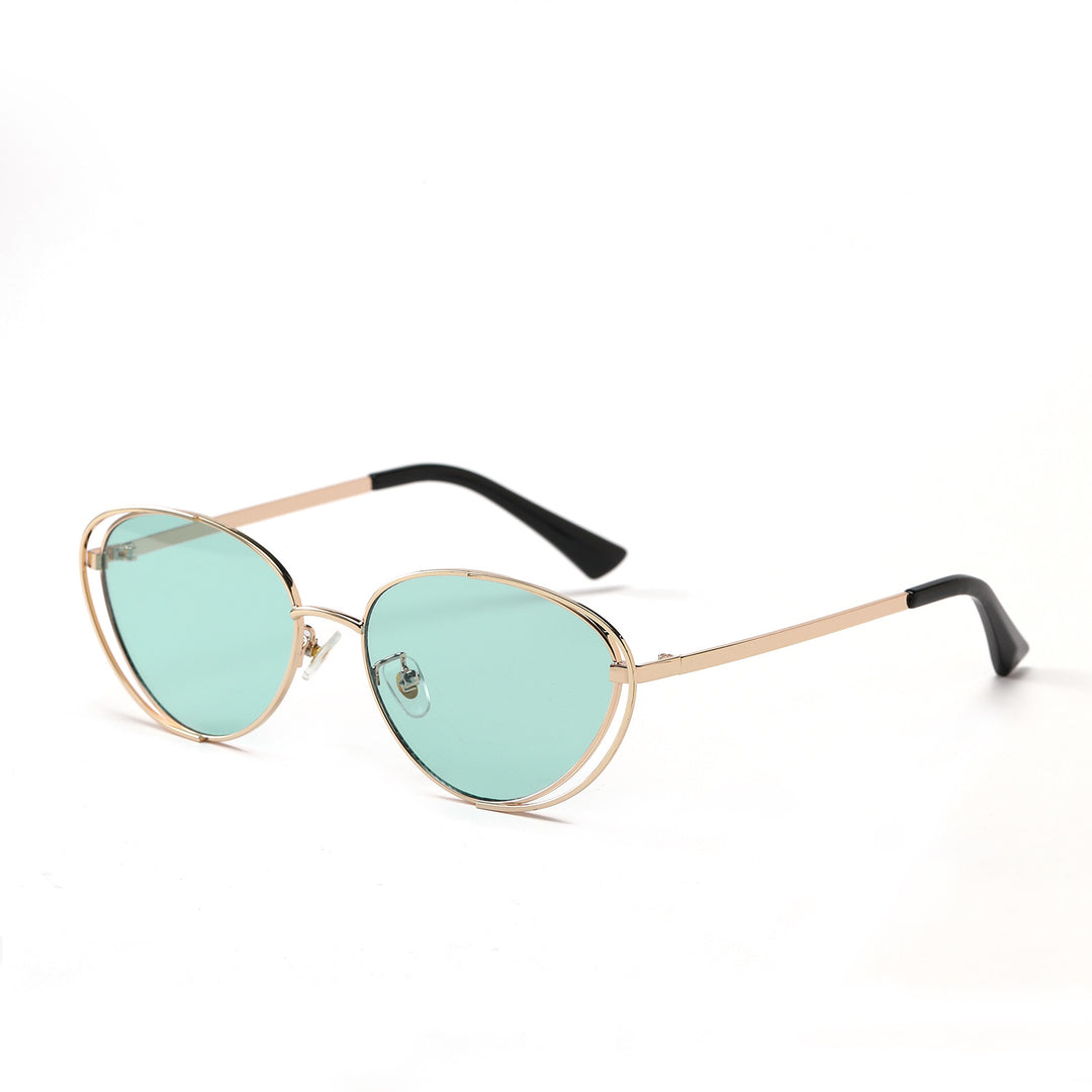 Ladies geometric sunglasses with red lenses and elegant metal frame Bowlift