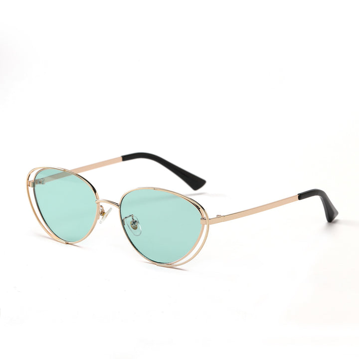 Ladies geometric sunglasses with red lenses and elegant metal frame Bowlift