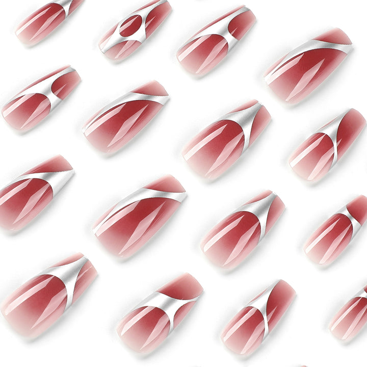 Artificial nail extensions with high-gloss finish and modern design Bowlift