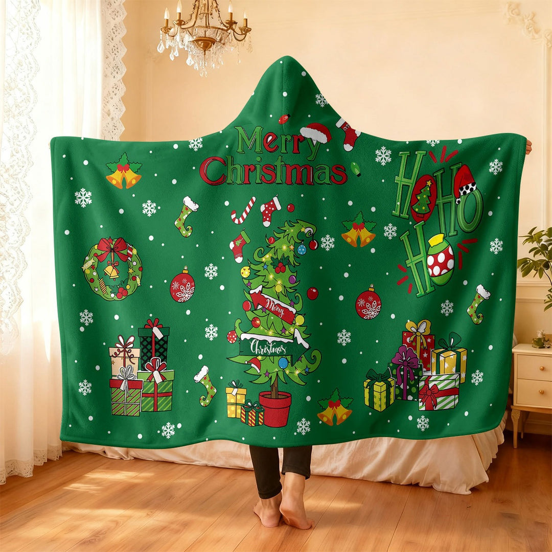 Festive Holiday-Themed Hooded Blanket