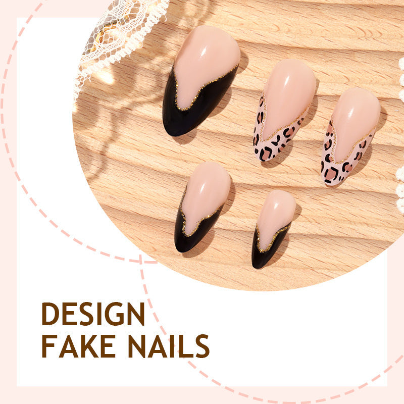 Artificial nail set with glamorous leopard design Bowlift