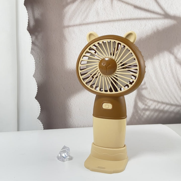 Ladies Portable Hand Fan with Animal Ears Bowlift