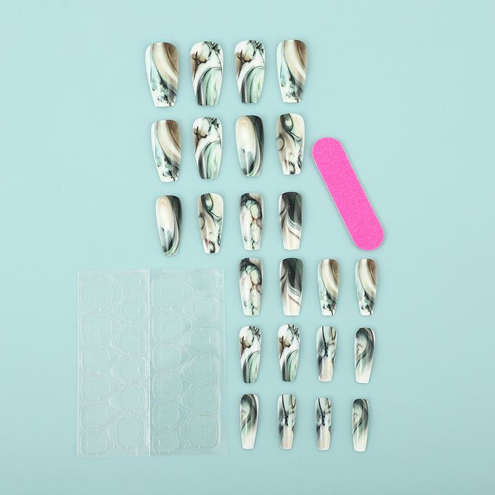 Artificial Nail Art Nails in elegant marble design Bowlift