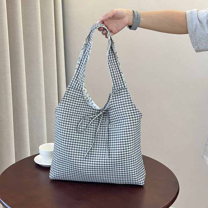 Stylish Checkered Shopping Tote Bag Bowlift