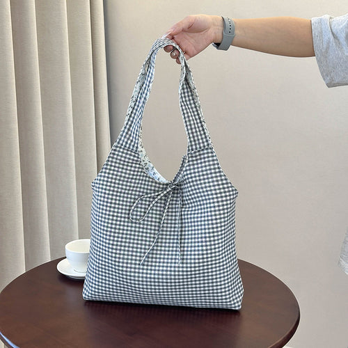 Stylish Checkered Shopping Tote Bag Bowlift
