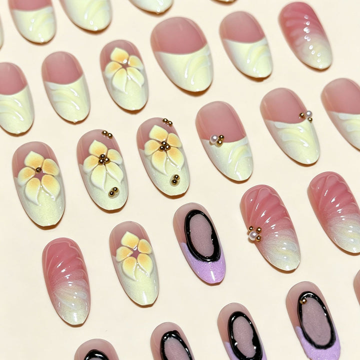 Artistic 3D Floral Press-On Nail Extensions Bowlift