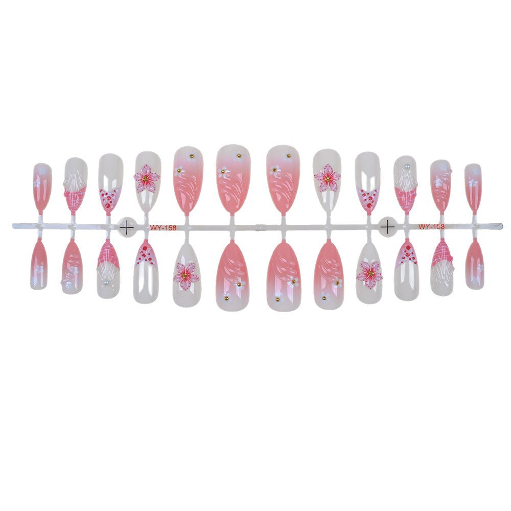Artistic Floral Press-On Nail Set Bowlift