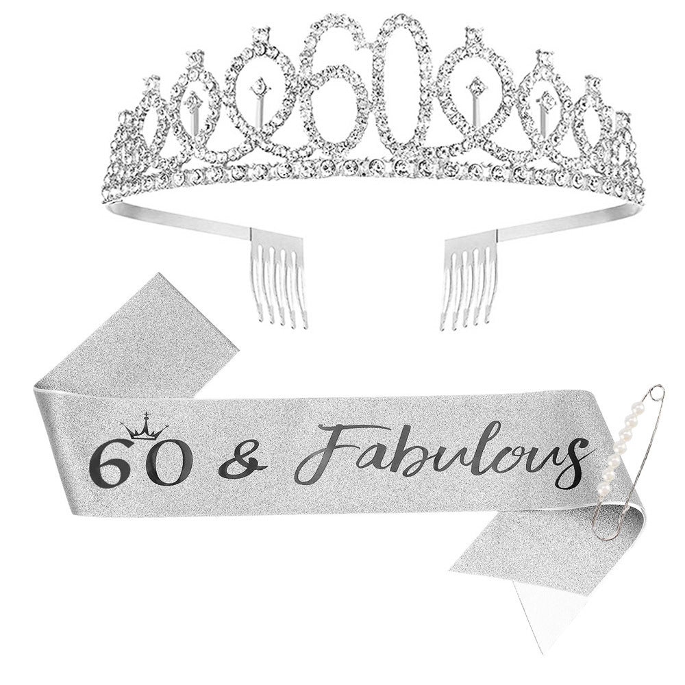 Ladies Sparkling Tiara with personalized 80th Birthday Inscription Bowlift