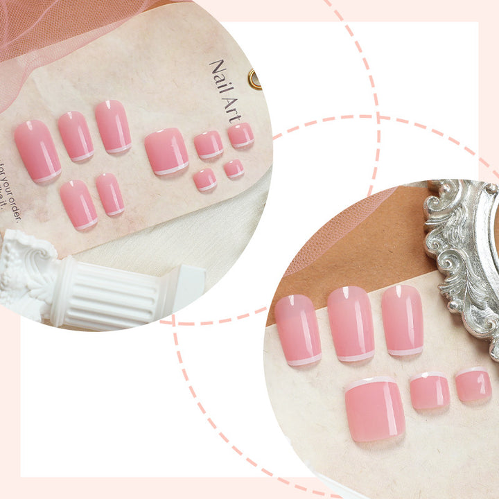 Elegant French Tip Press-On Nails Set Bowlift