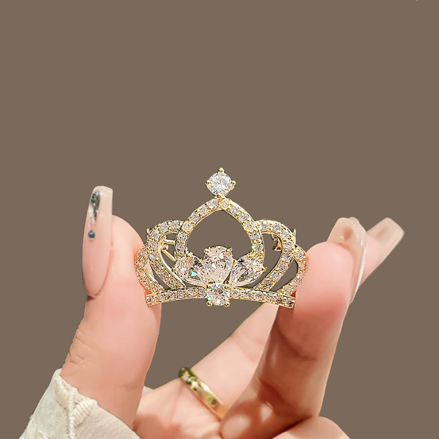 Glittering Crown Brooch Bowlift