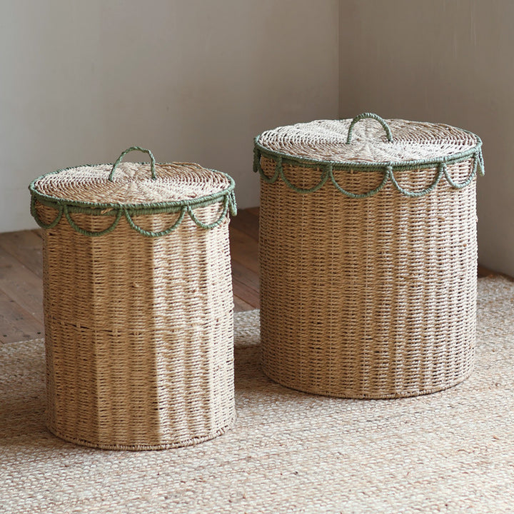 Rustic laundry basket with lid Bowlift