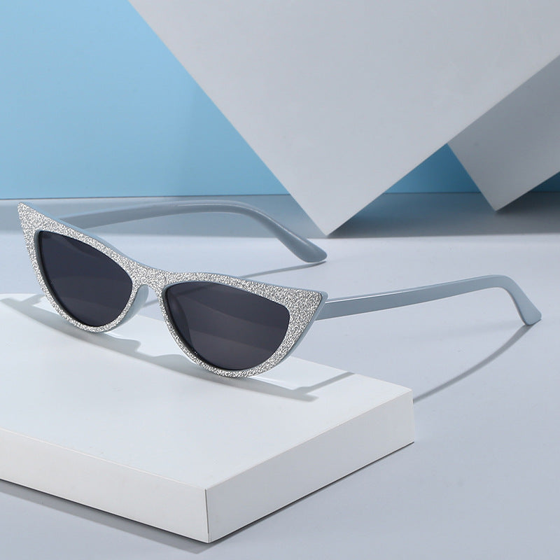Women's Cat-Eye Sunglasses with Glittering Frame Bowlift