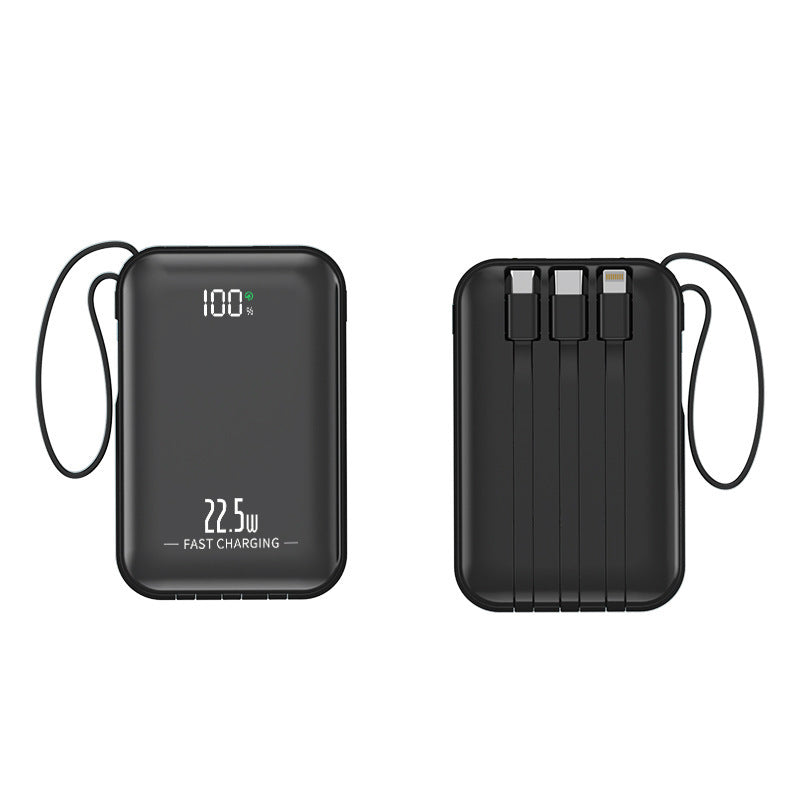 Portable power bank with integrated charging cables and fast charging function Bowlift