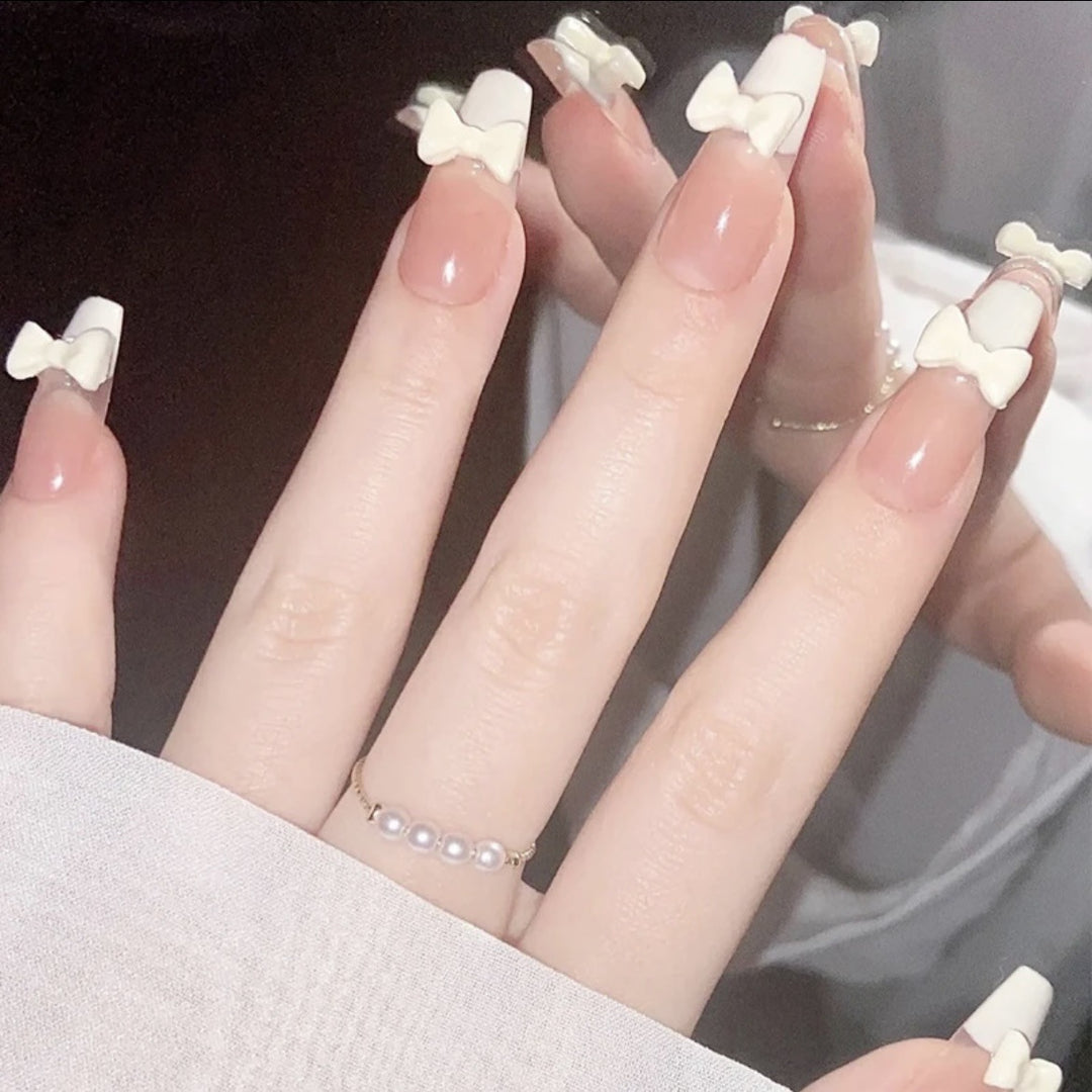 Artistic Nail Extensions with Flower Design Bowlift