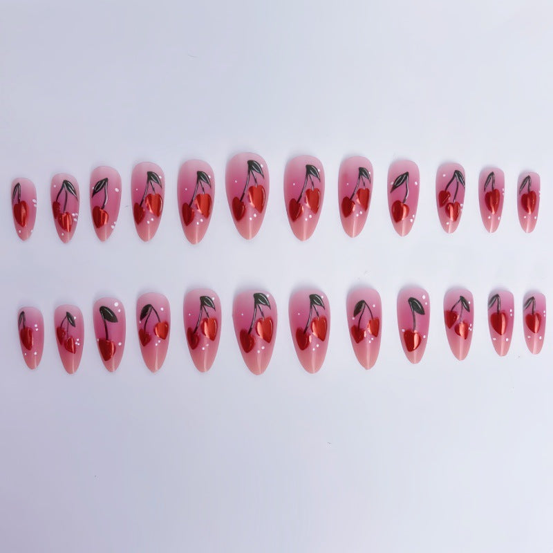 Artifical Nail Art with Cherry Design Bowlift