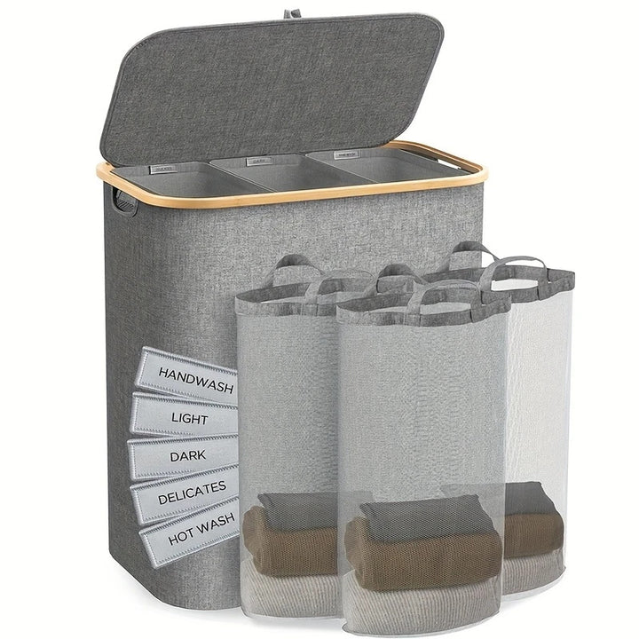 Laundry separation system with practical lid and compartments Bowlift
