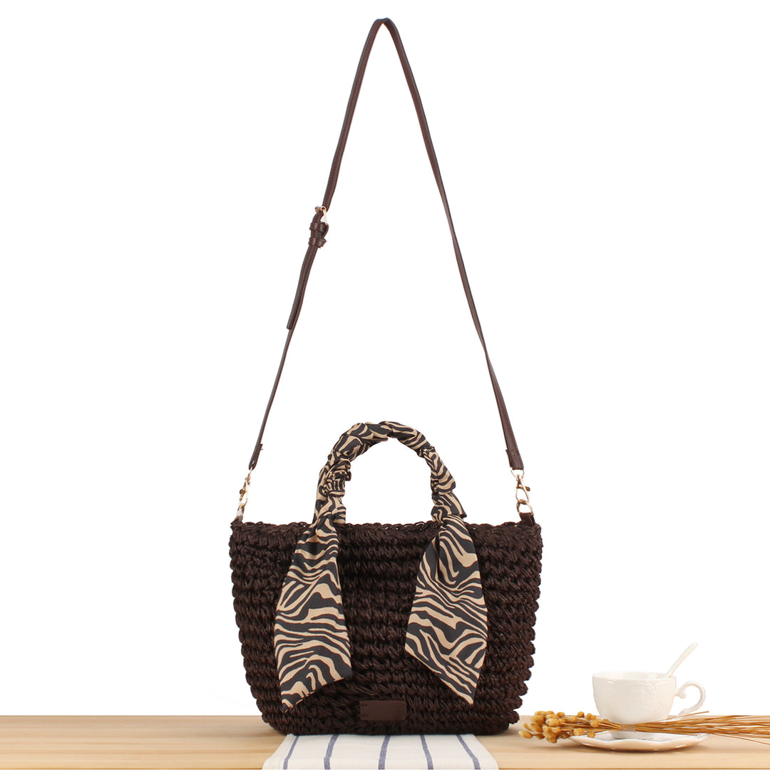 Braided shoulder bag with fashionable scarf detail Bowlift