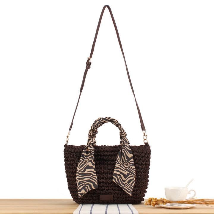 Braided shoulder bag with fashionable scarf detail Bowlift