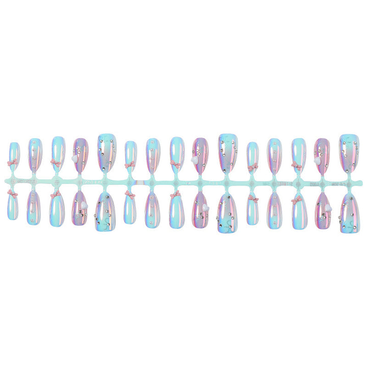 Artificial nail set with holographic shine and delicate accents Bowlift