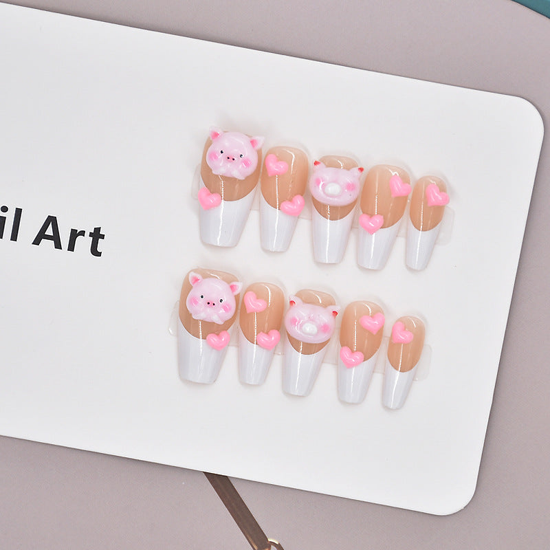 Glamorous Heart-Themed Press-On Nail Set Bowlift