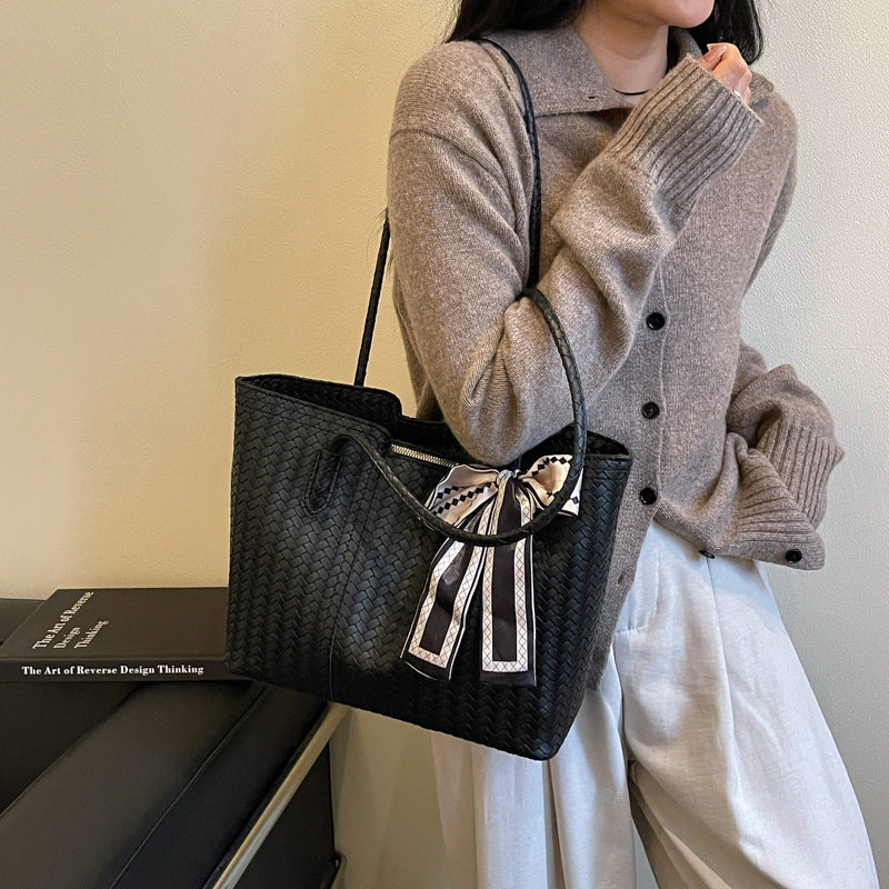 Woven Leather Tote Bag Bowlift