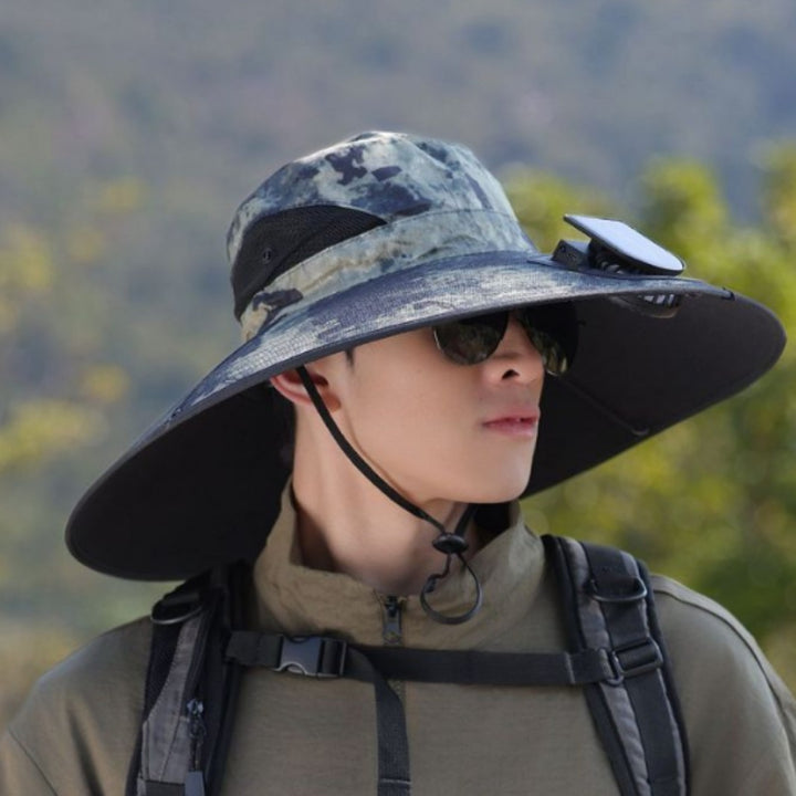 tactical fishing hat with wide brim, mesh ventilation and adjustable chin strap Bowlift