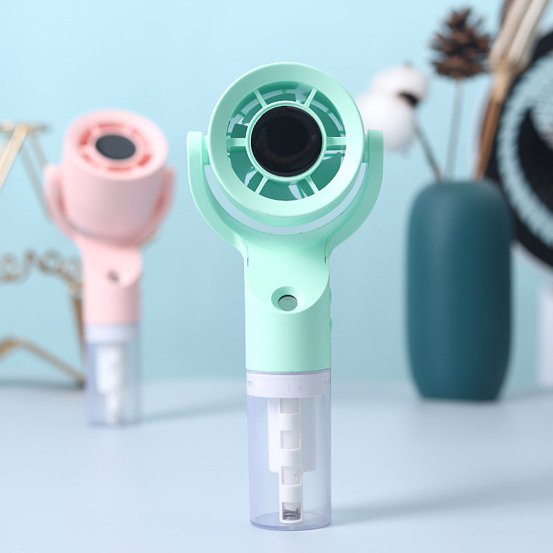 Cooling portable handheld misting fan with detachable water reservoir adjustable tilt and cute animal ears Bowlift