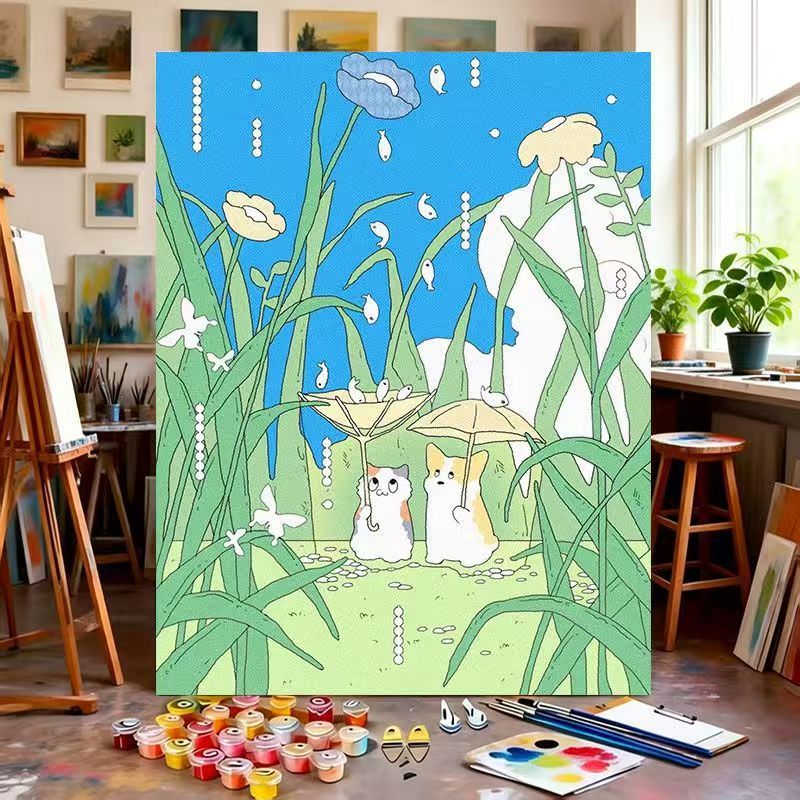 Whimsical Nature-Themed Paint by Numbers Canvas Art Bowlift