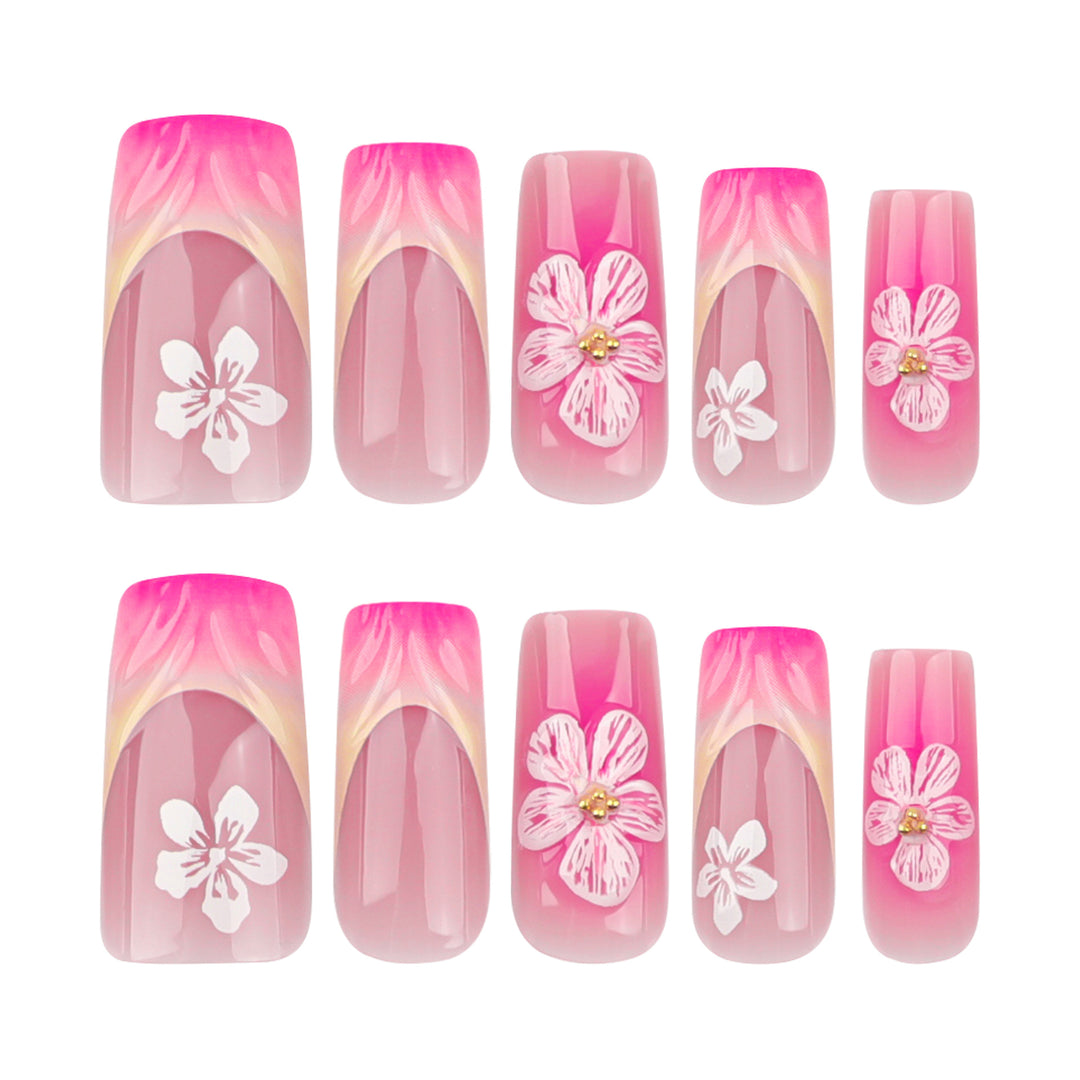 Artistic Nail Extensions with Floral Designs Bowlift