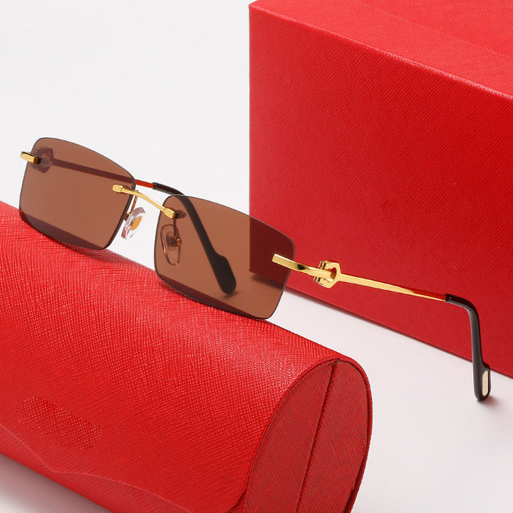 Women rectangular designer sunglasses with elegant metal frame Bowlift