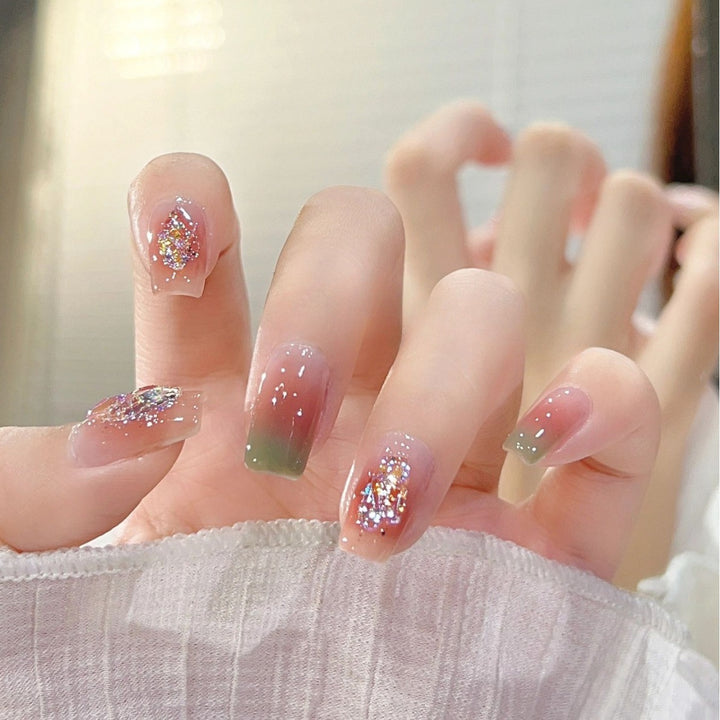Premium Glitter Ombre Press-On Nail Set Bowlift